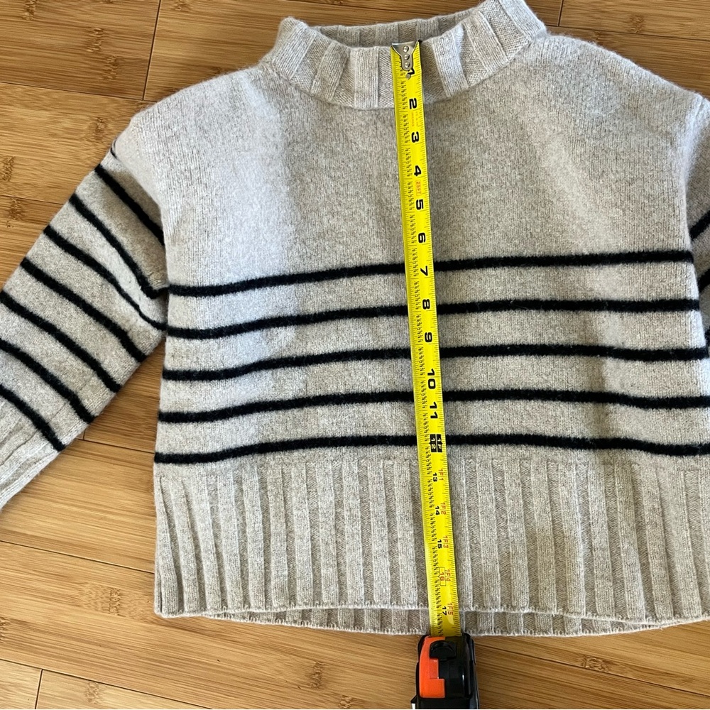 Reformation Beige Striped Cropped Merino Wool Sweater - Picture 5 of 9